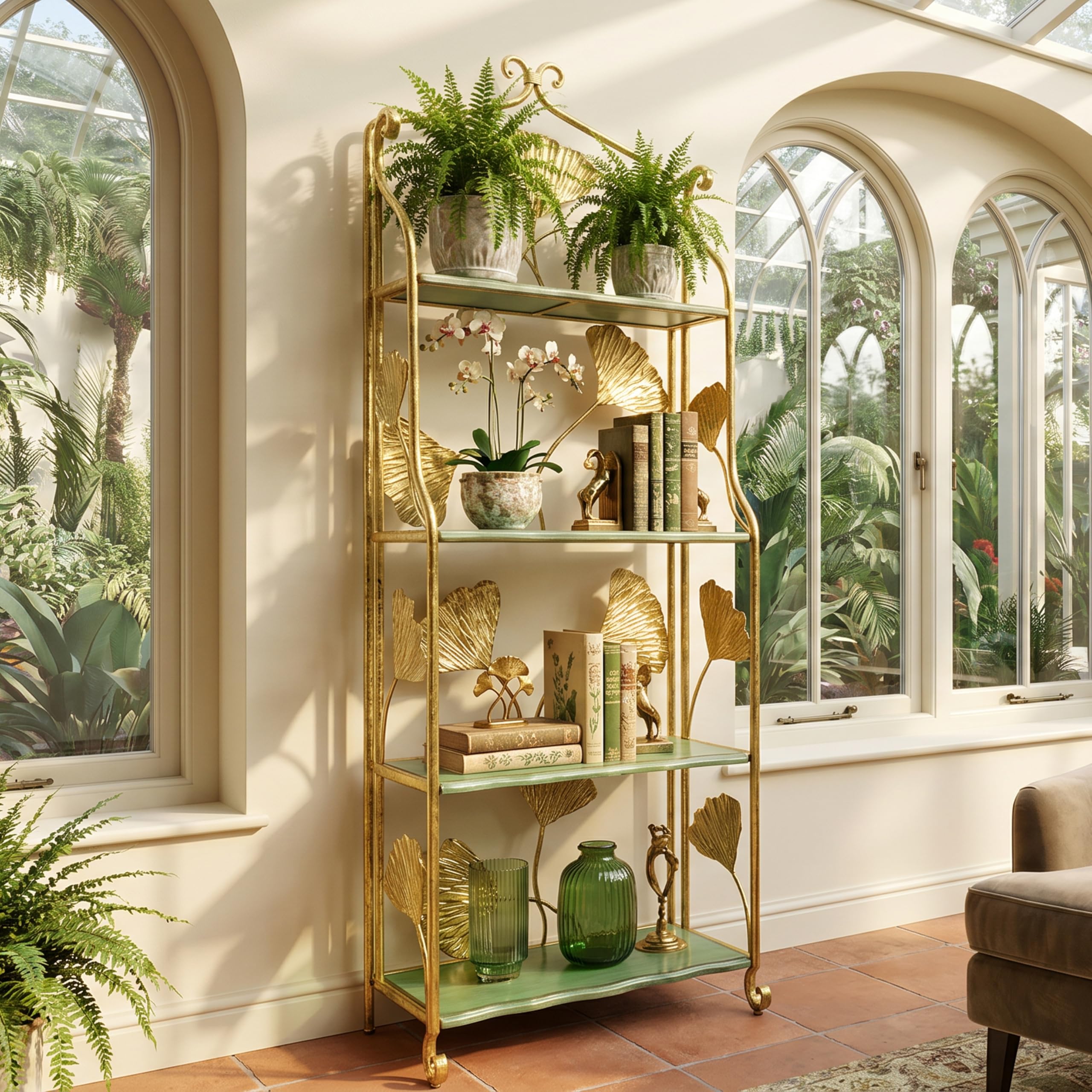 Amazon.com: Xinjavia No Assembly Folding Bookshelf with Gold